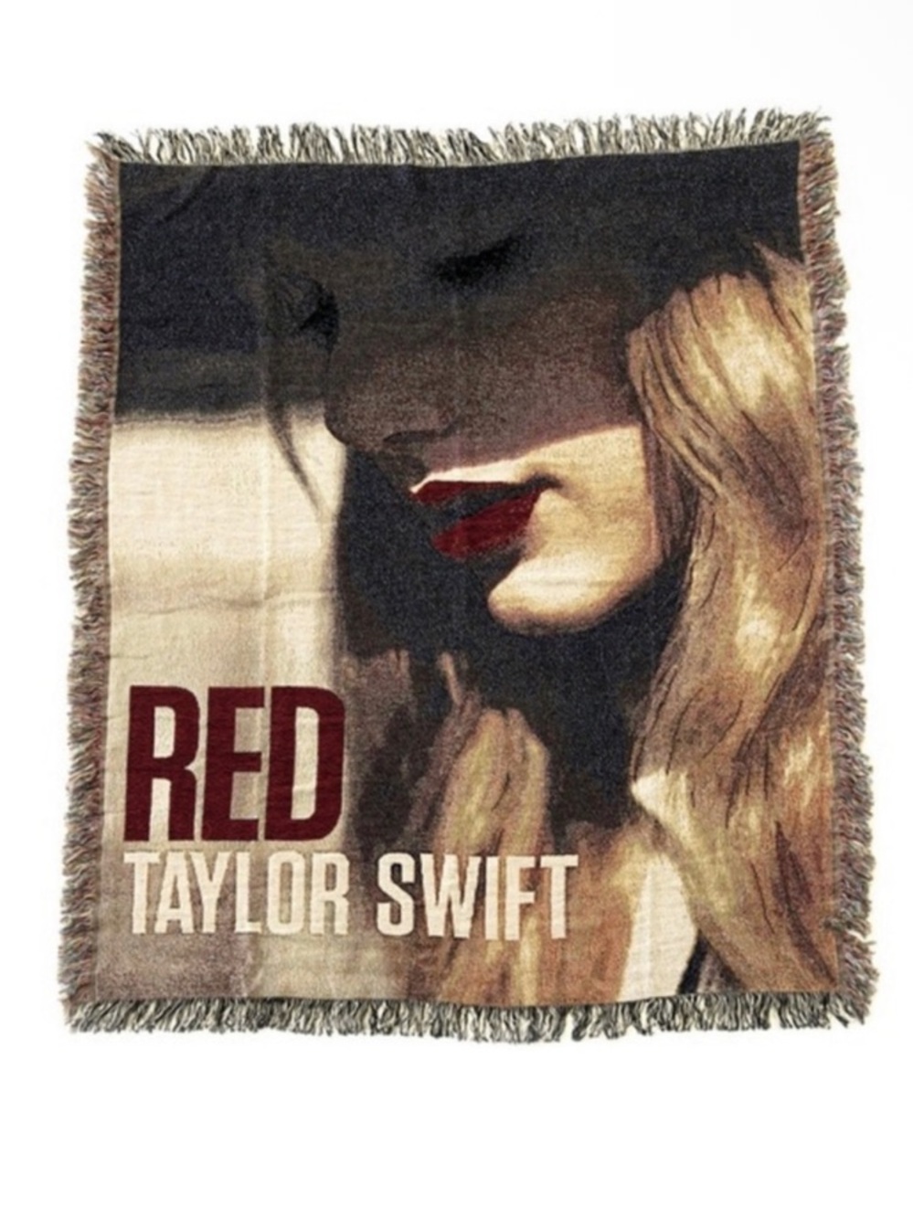 Taylor Swift Red Tour Side Profile Fringe Throw Blanket